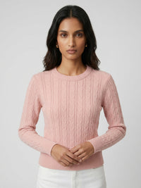 Women Sweater Pink Regular Fit