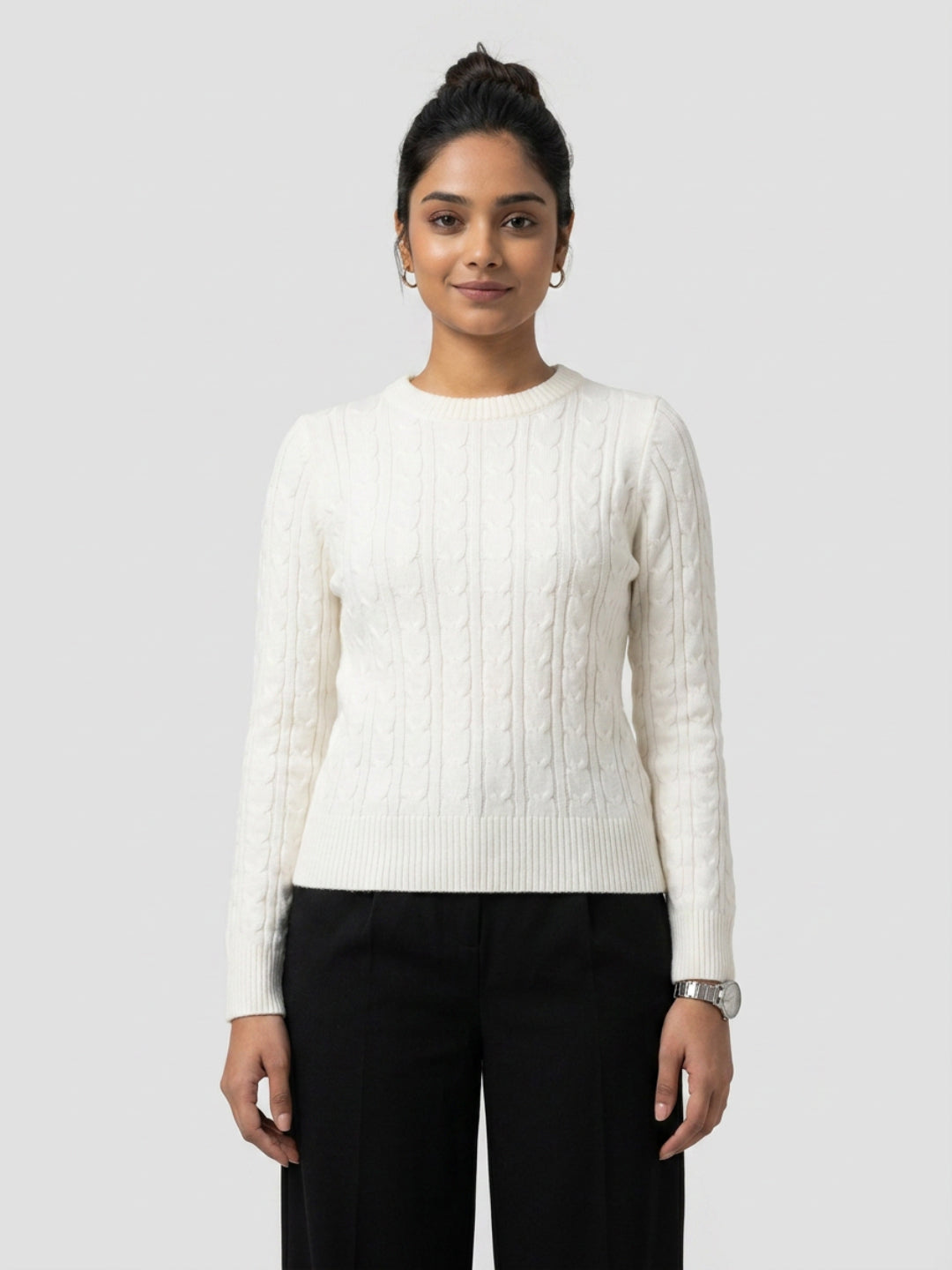 Women Sweater White Regular Fit