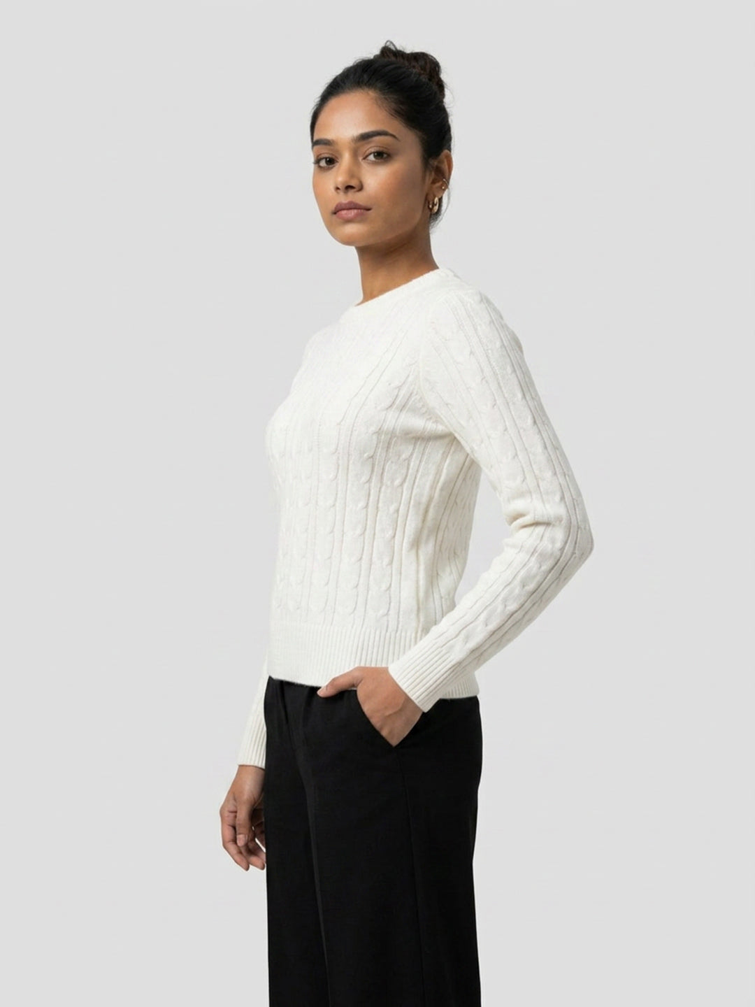 Women Sweater White Regular Fit