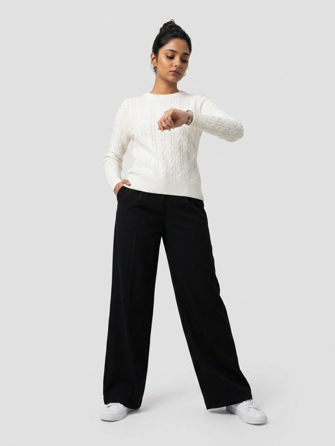Women Sweater White Regular Fit