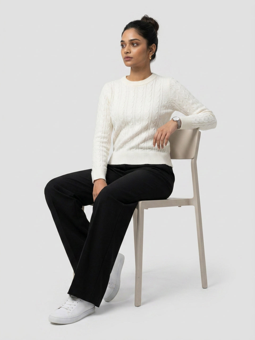 Women Sweater White Regular Fit