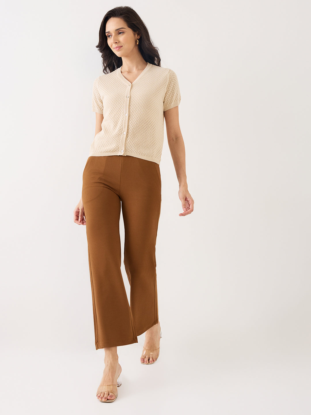 Spykar Beige Slim Fit Casual Sweater For Women