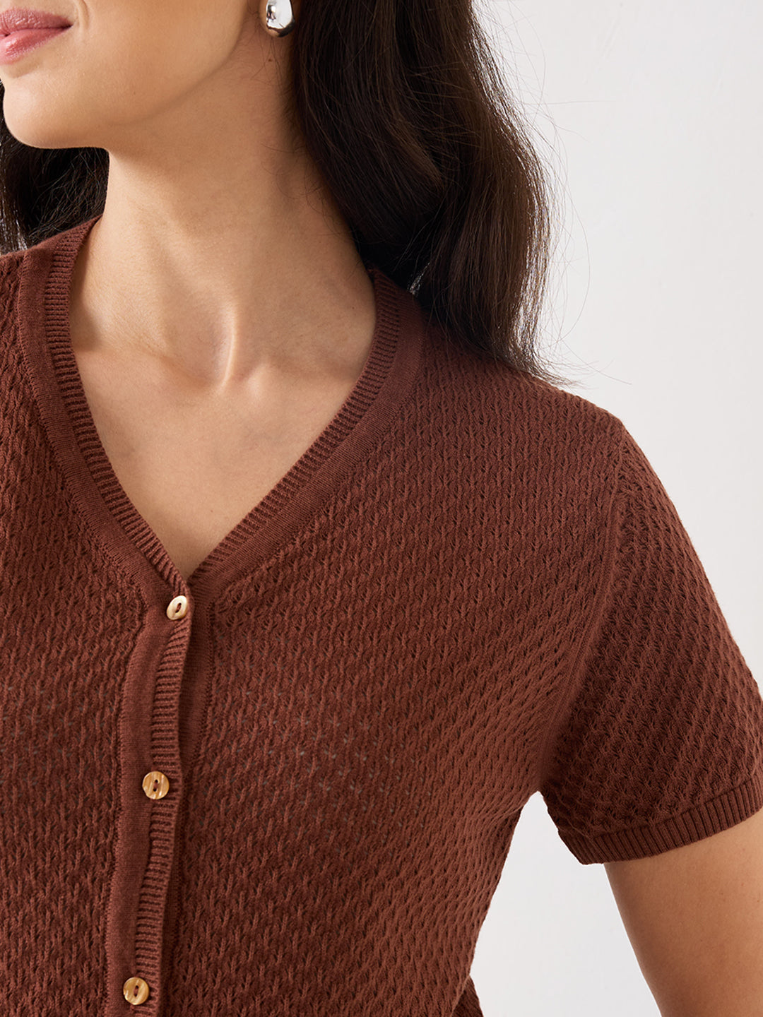 Spykar Brown Slim Fit Casual Sweater For Women