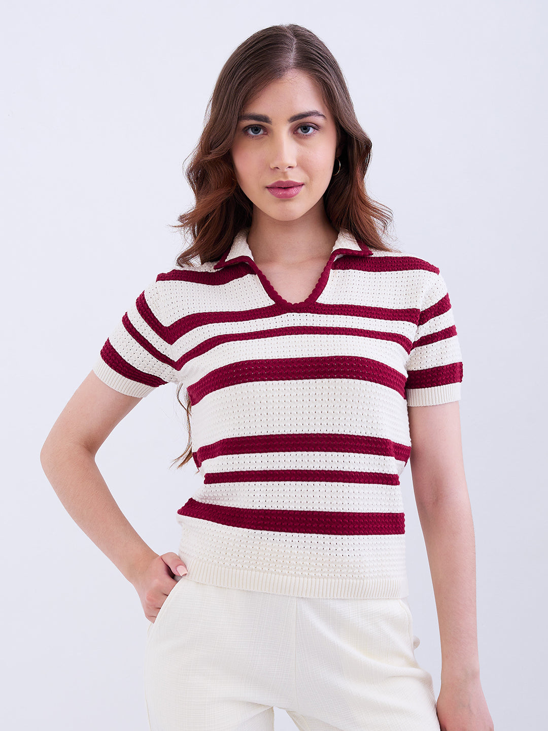 Women Sweater Crimson Red Slim Fit