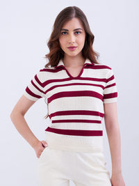 Women Sweater Crimson Red Slim Fit
