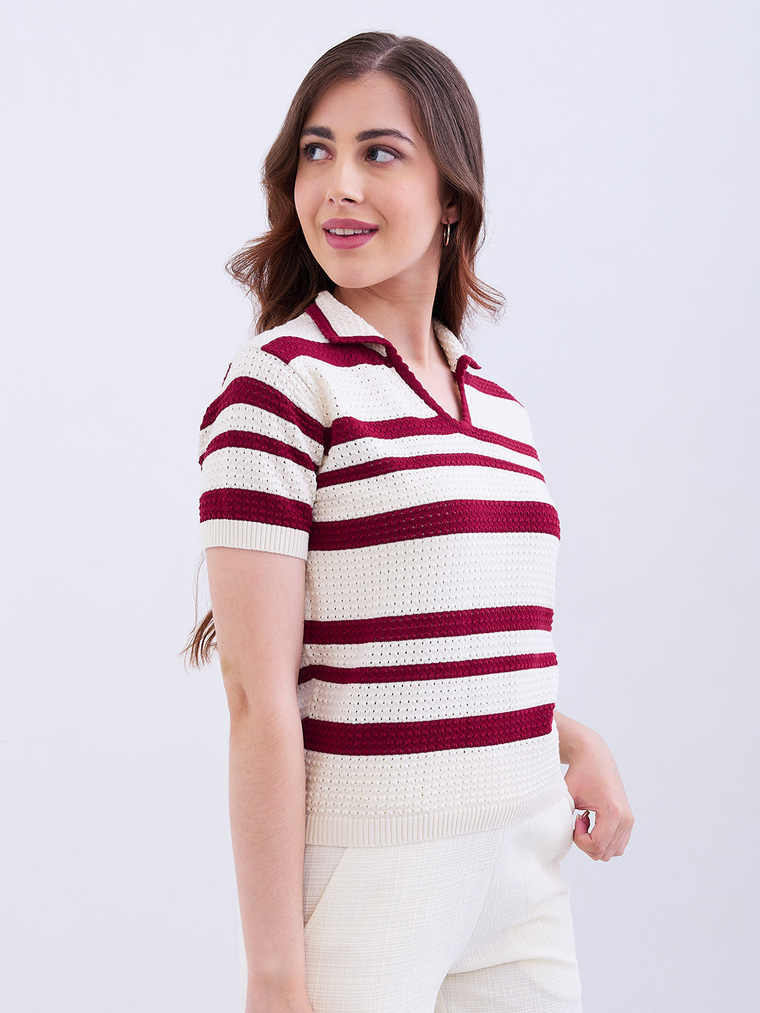 Spykar Crimson Red Slim Fit Casual Sweaters For Women