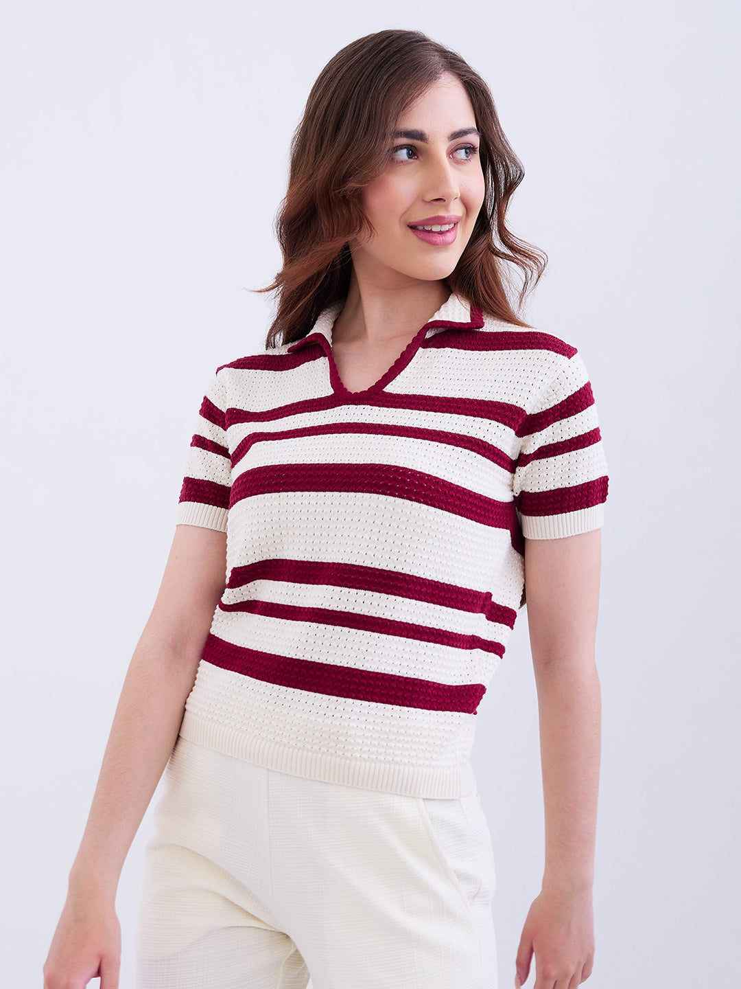 Spykar Crimson Red Slim Fit Casual Sweaters For Women