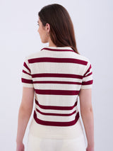 Women Sweater Crimson Red Slim Fit