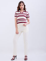 Women Sweater Crimson Red Slim Fit