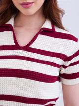 Women Sweater Crimson Red Slim Fit