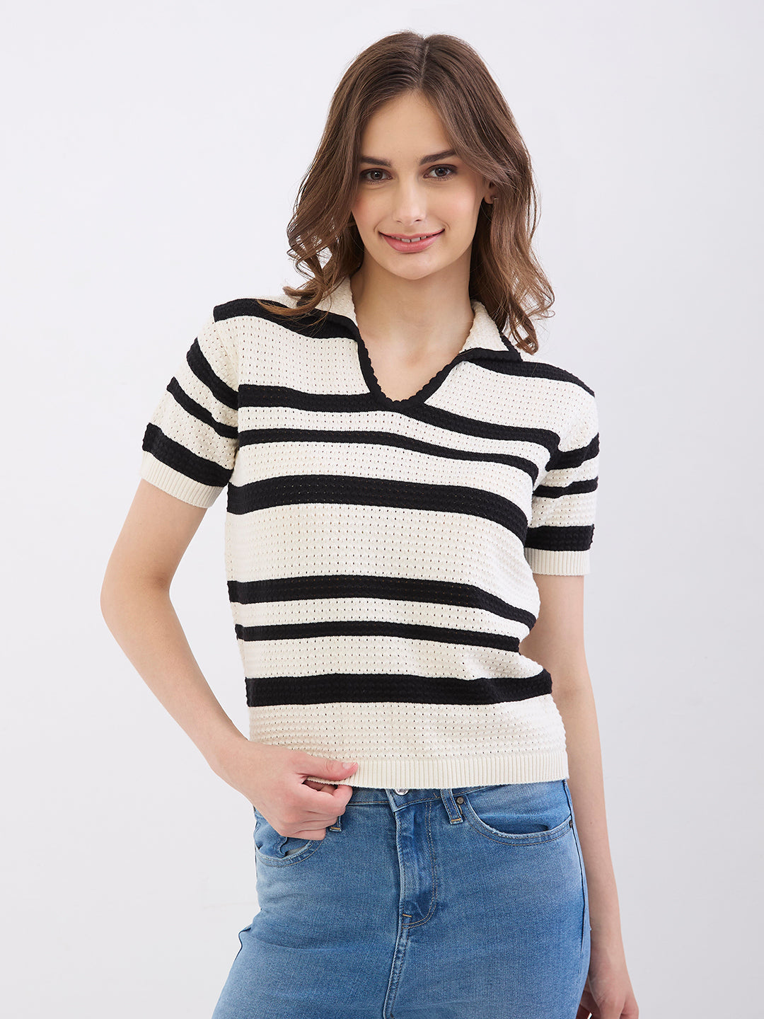 Women Sweater Off White Slim Fit