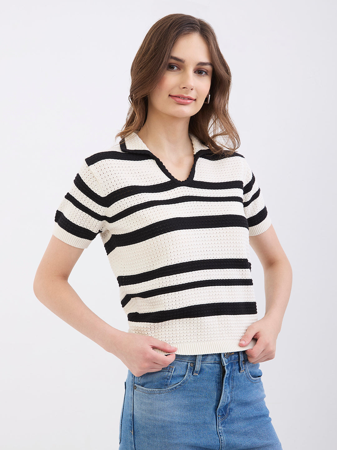 Women Sweater Off White Slim Fit