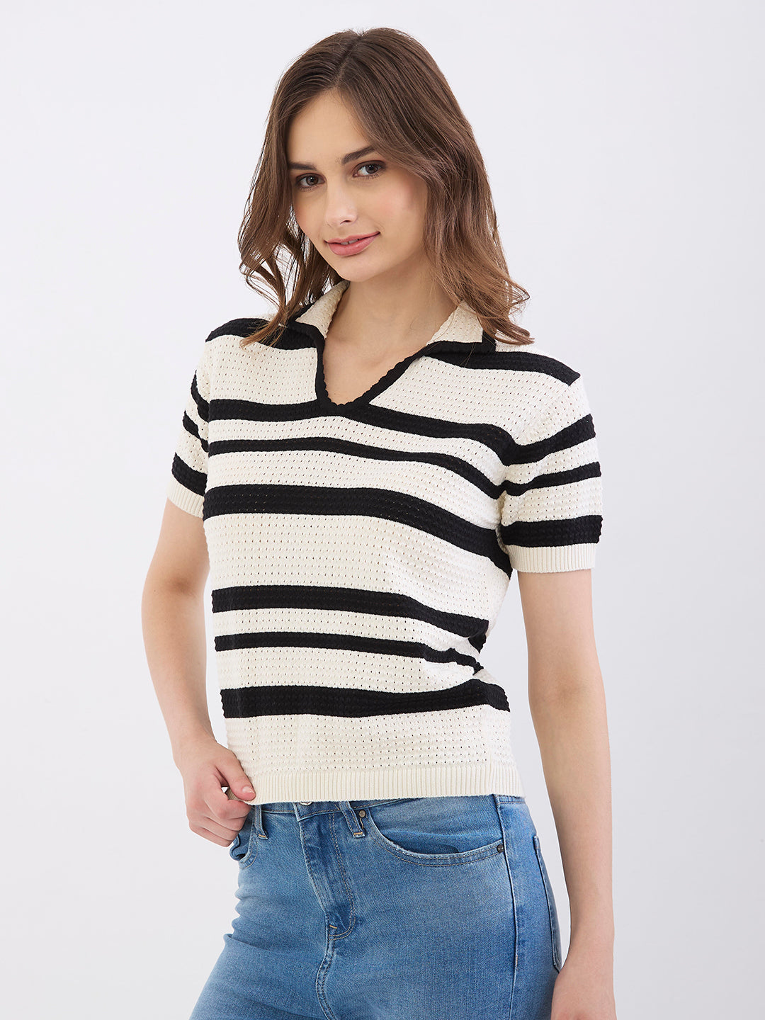 Spykar New Off White Slim Fit Casual Sweaters For Women