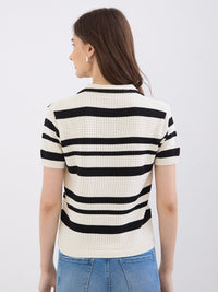 Women Sweater Off White Slim Fit