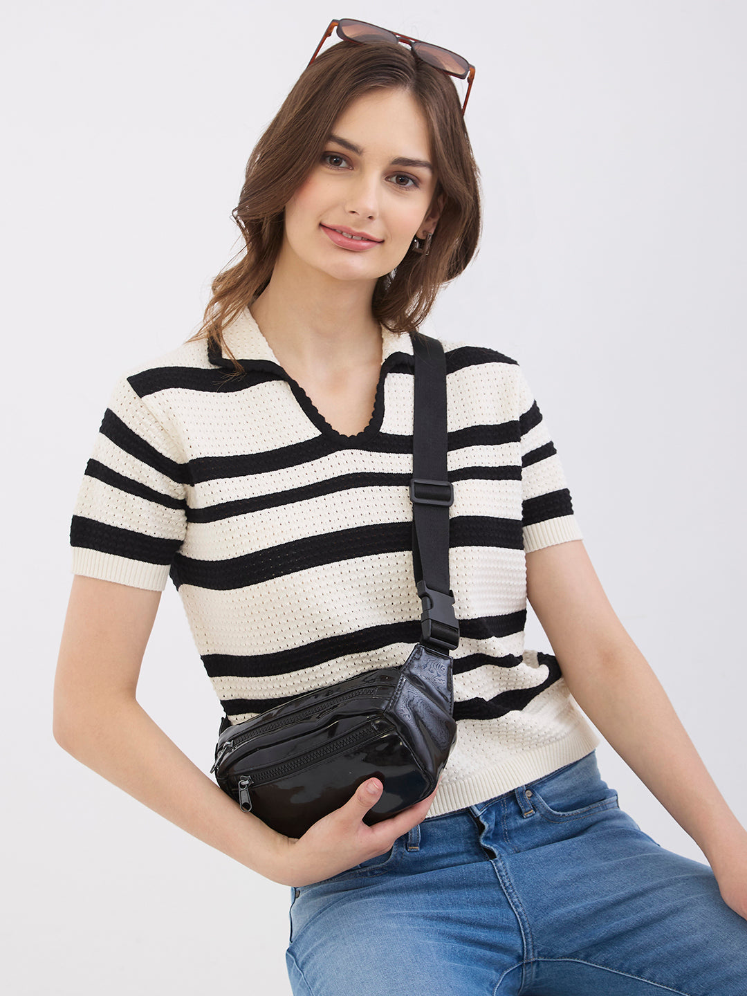Women Sweater Off White Slim Fit