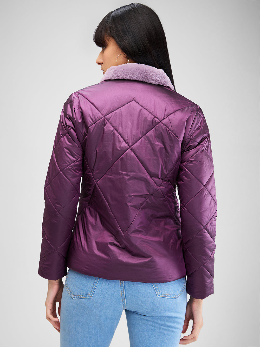 Spykar Red-Violet Full Sleeves Solid Jacket For Women