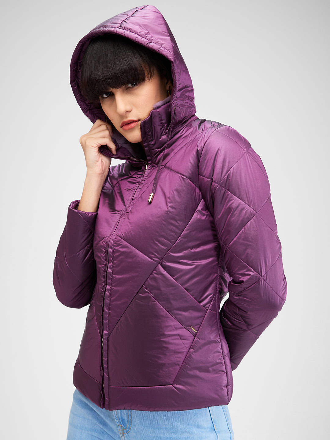 Spykar Red-Violet Full Sleeves Solid Jacket For Women