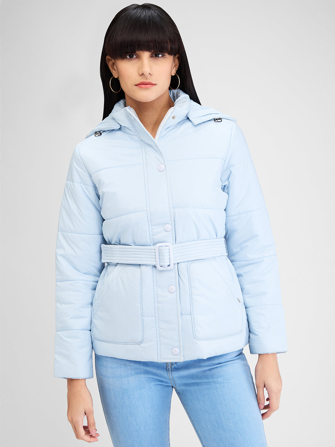 Spykar Blue Full Sleeves Solid Jacket For Women