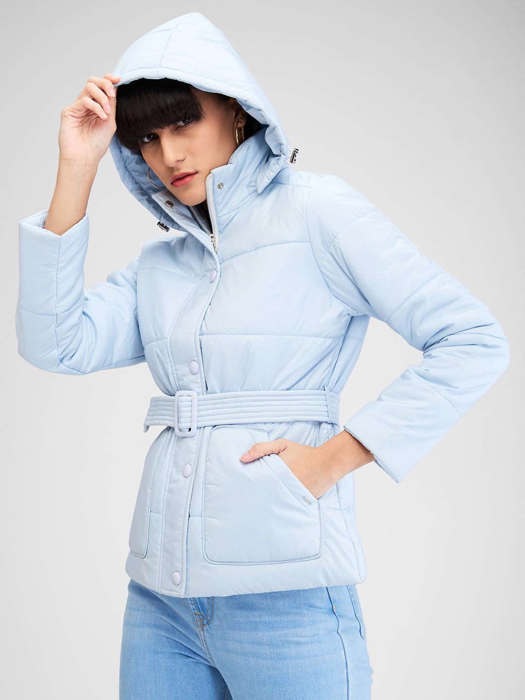 Spykar Blue Full Sleeves Solid Jacket For Women