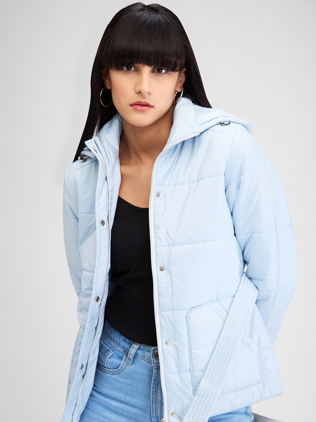 Spykar Blue Full Sleeves Solid Jacket For Women