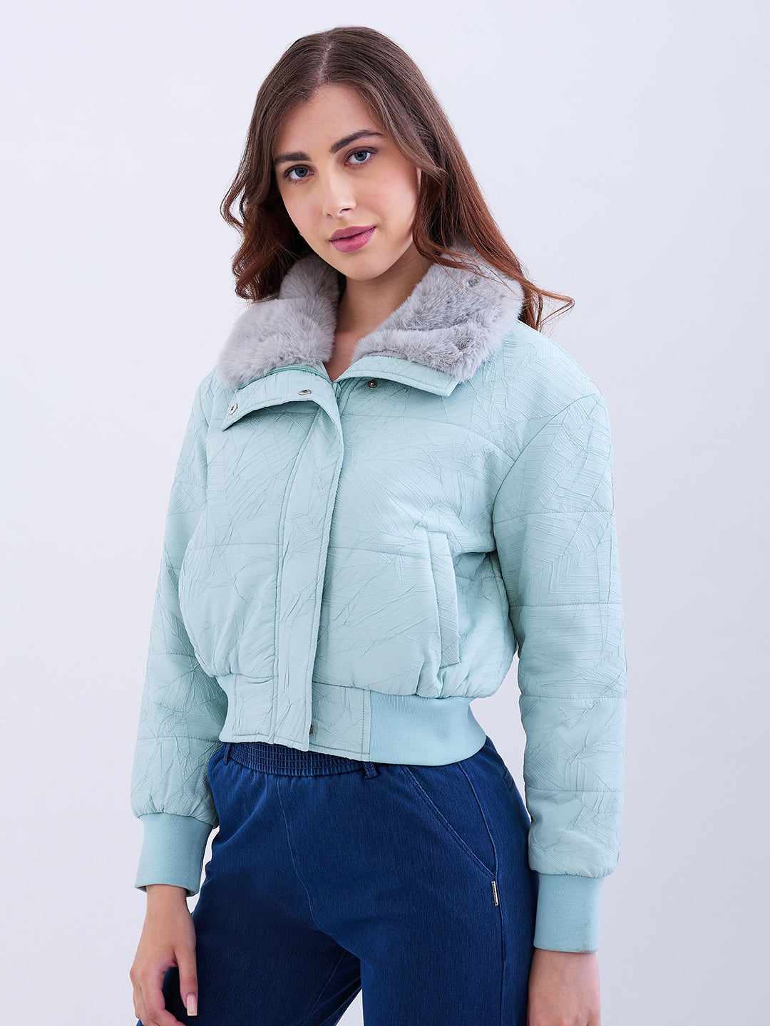 Spykar Biomint Green Regular Fit Casual Jackets For Women