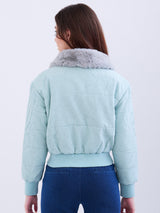 Women Jacket Green Regular Fit