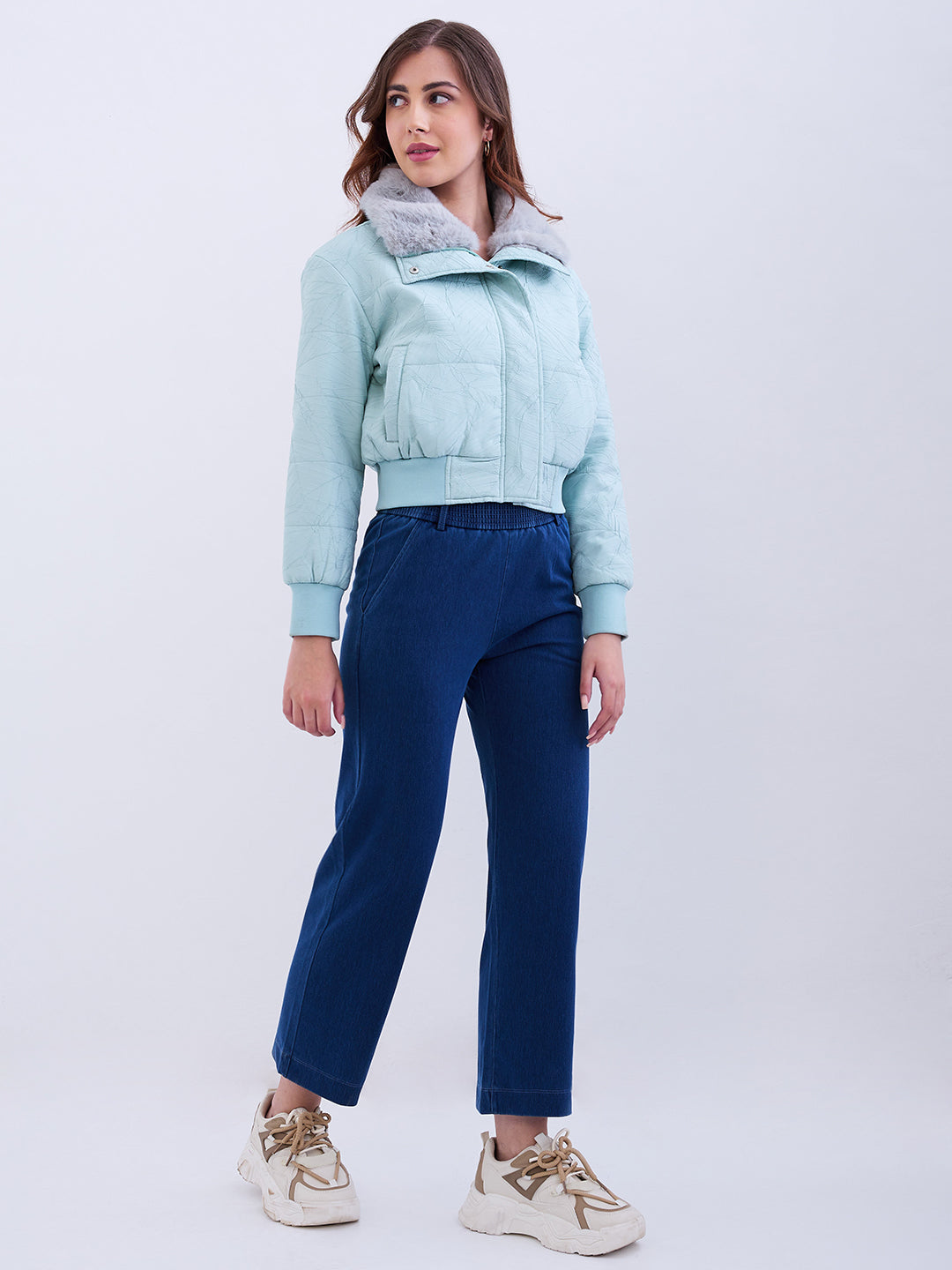 Women Jacket Green Regular Fit
