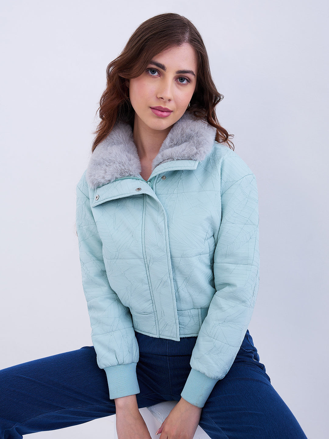 Women Jacket Green Regular Fit