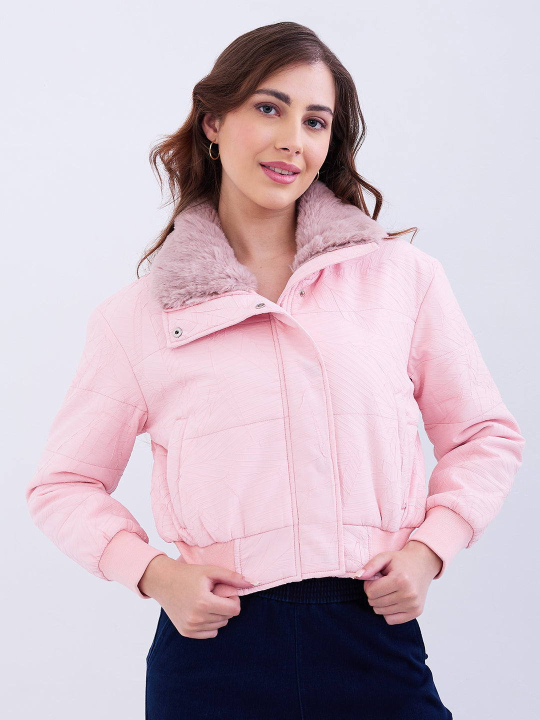 Women Jacket Pink Regular Fit