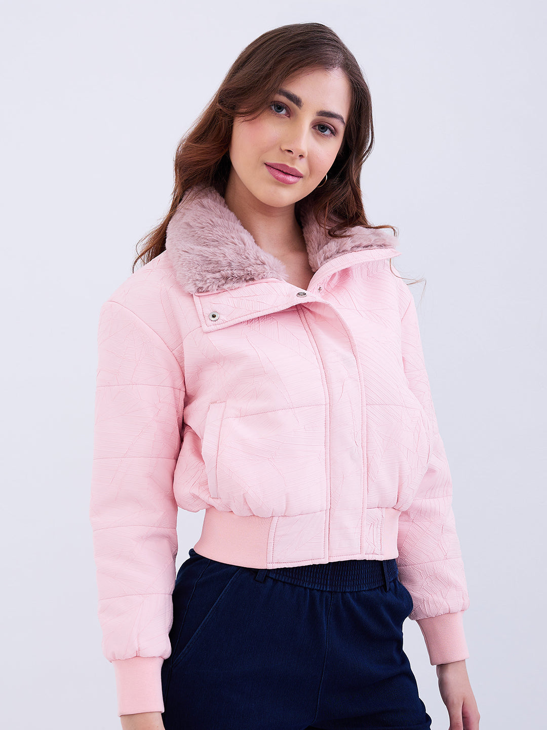 Women Jacket Pink Regular Fit