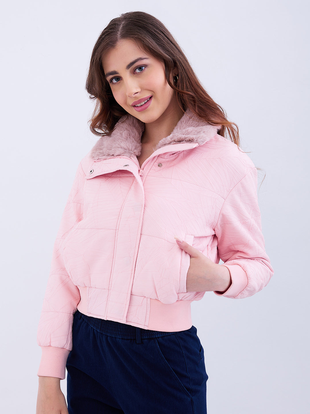 Spykar Pink Regular Fit Casual Jackets For Women