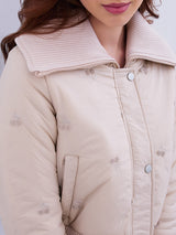 Women Jacket Beige Regular Fit