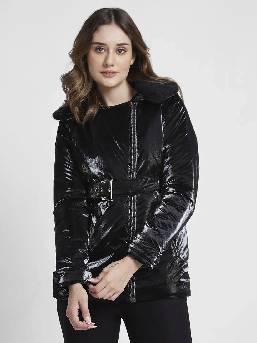 Spykar Black Regular Fit Casual Jackets For Women