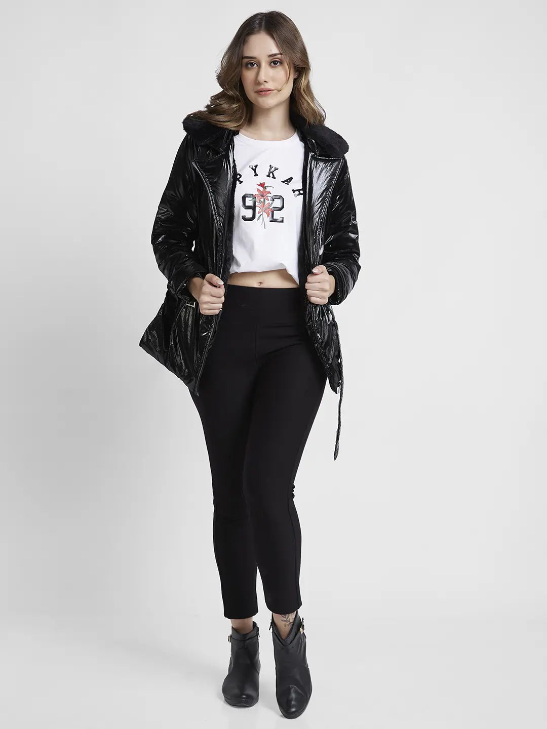 Spykar Black Regular Fit Casual Jackets For Women