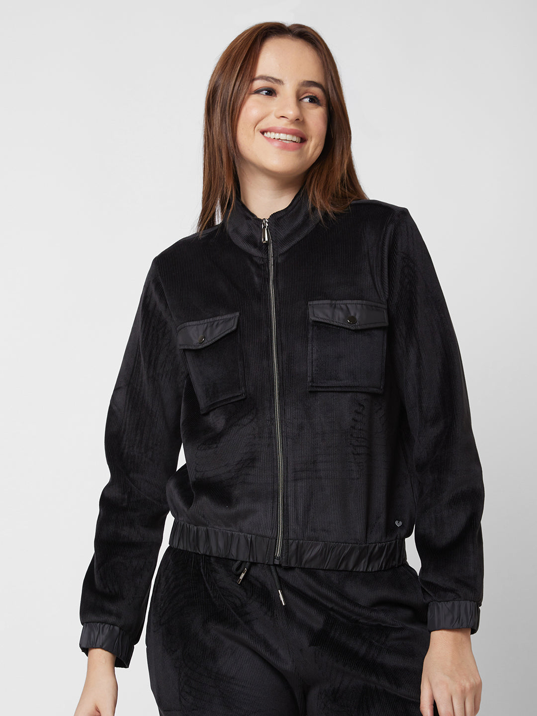 Spykar Black Regular Fit Casual Jackets For Women