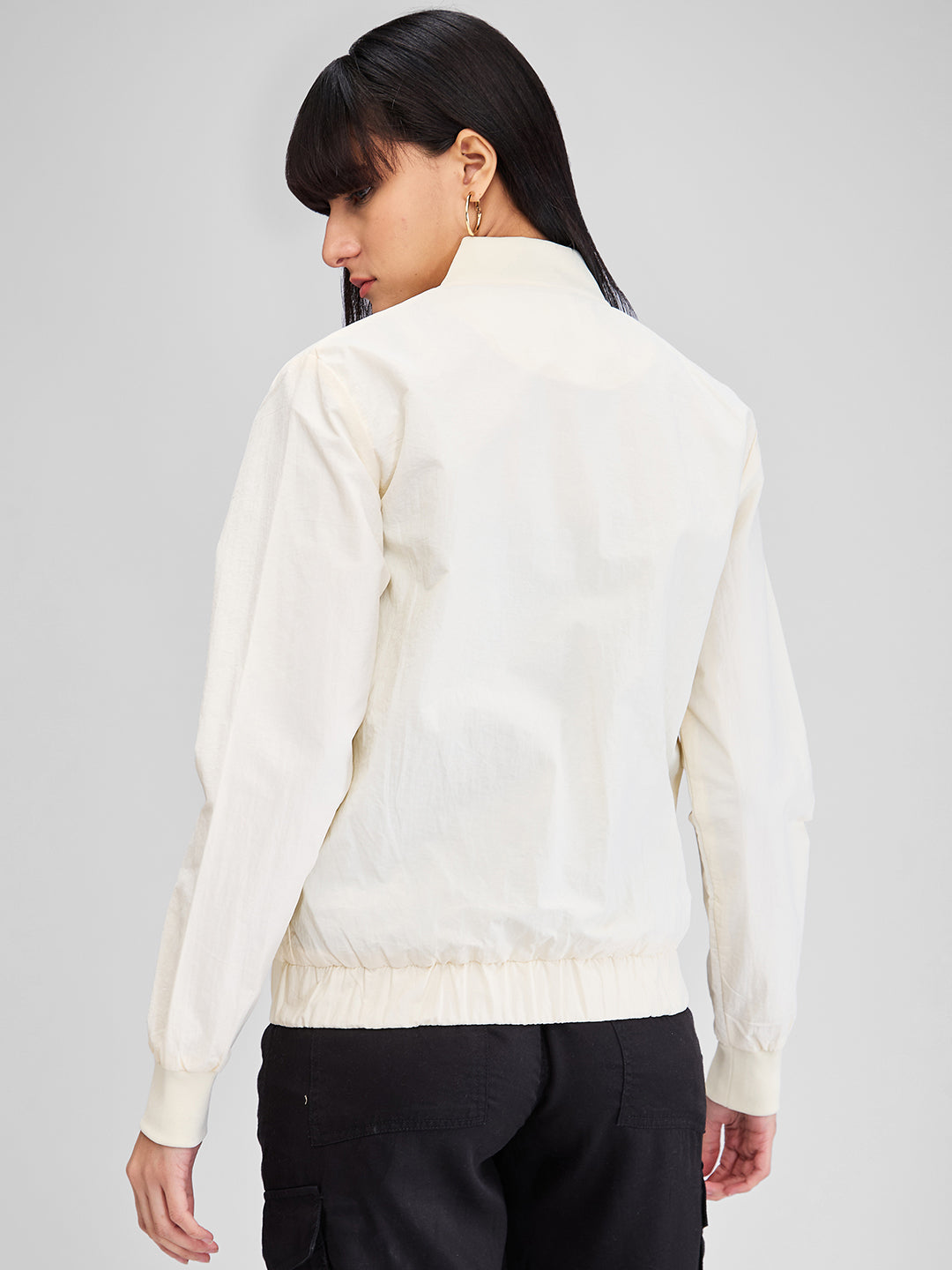 Spykar White Full Sleeves Solid Jacket For Women