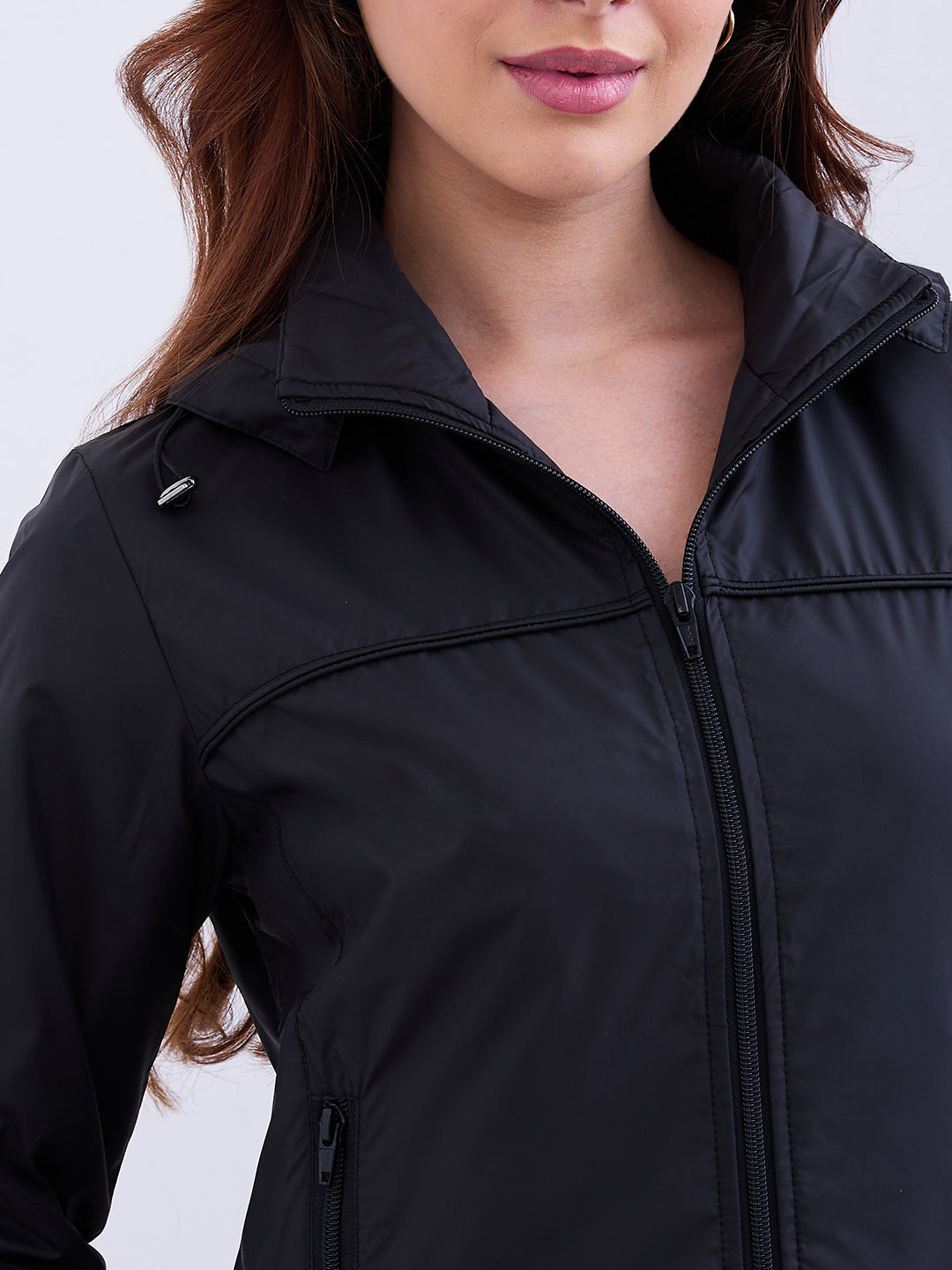 Women Jacket Black Regular Fit