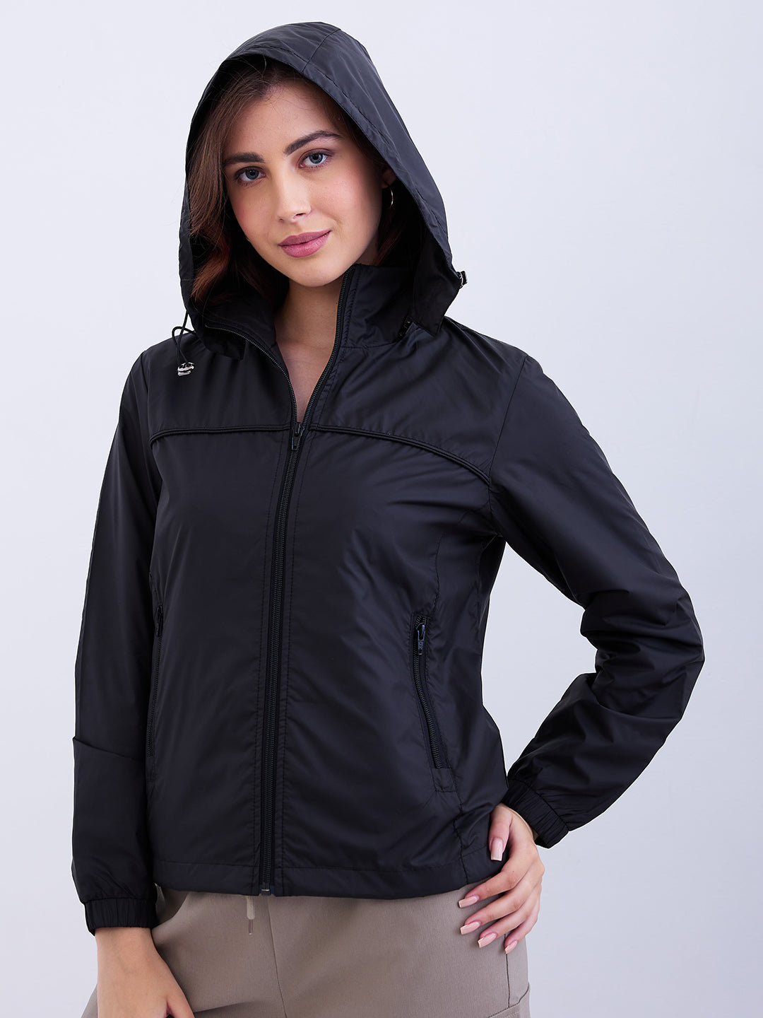Women Jacket Black Regular Fit