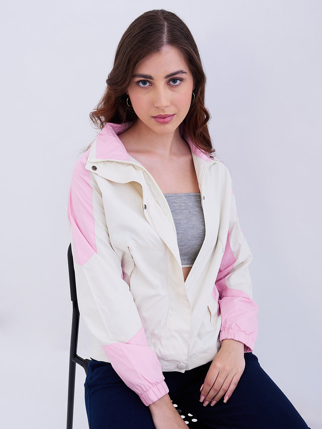 Women Jacket Pink Regular Fit