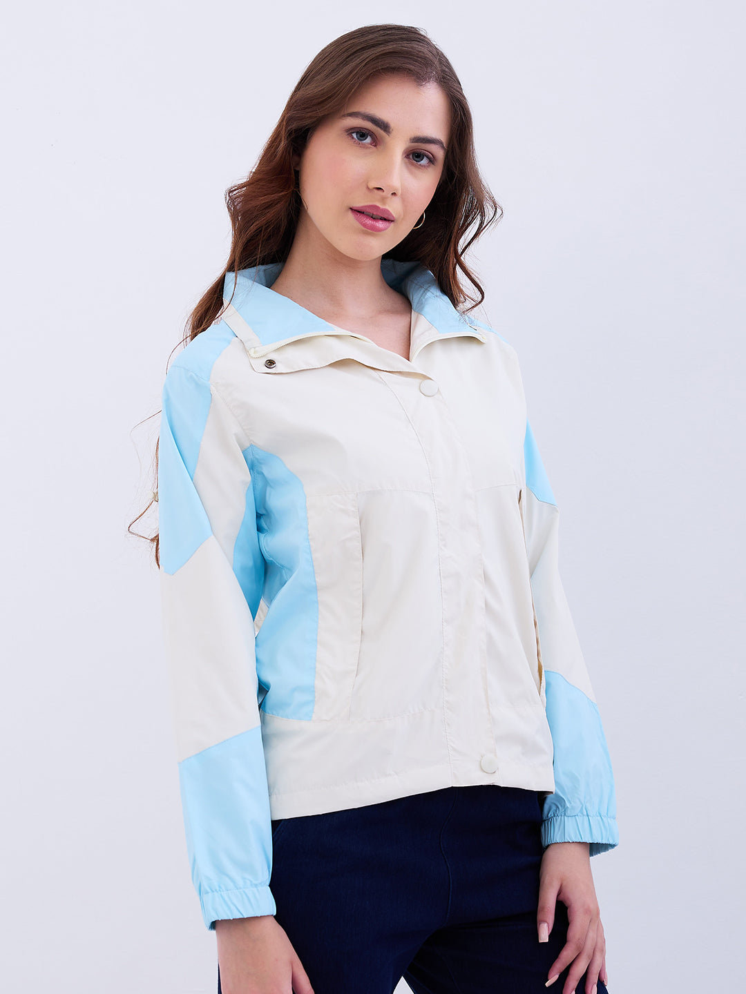 Spykar Sky Blue Regular Fit Casual Jackets For Women