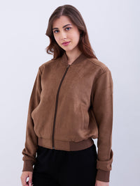 Women Jacket Brown Regular Fit