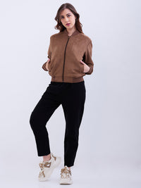 Women Jacket Brown Regular Fit