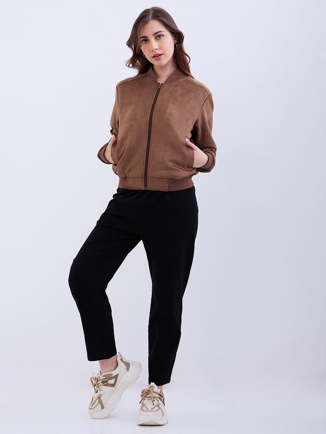 Women Jacket Brown Regular Fit