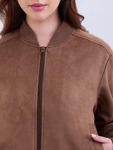Women Jacket Brown Regular Fit