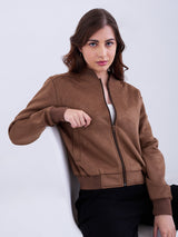 Women Jacket Brown Regular Fit