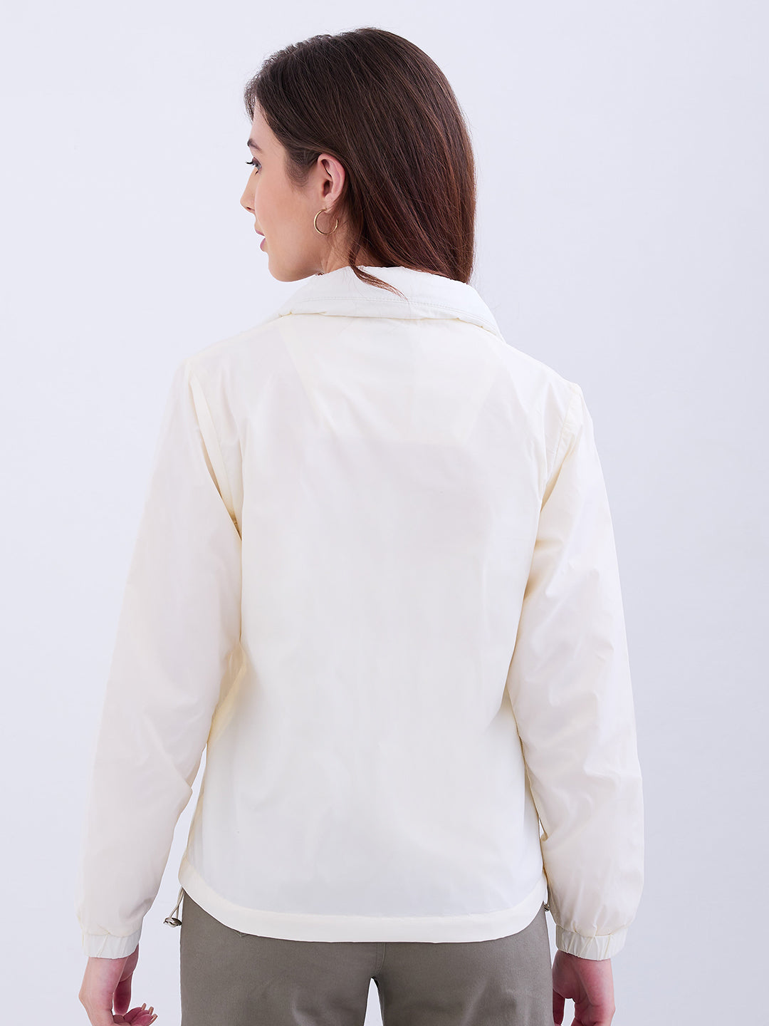 Spykar Off White Regular Fit Casual Jackets For Women