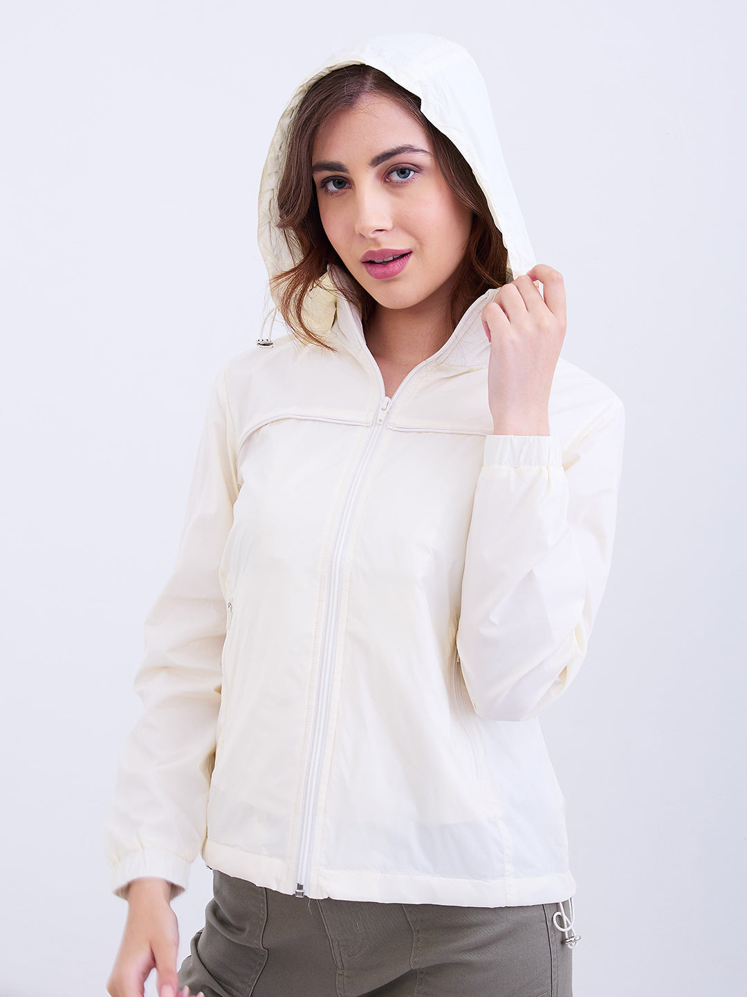 Spykar Off White Regular Fit Casual Jackets For Women
