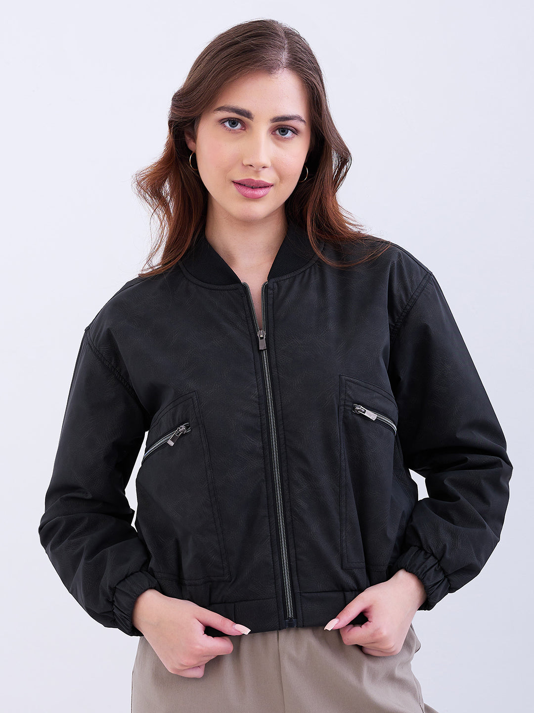 Women Jacket Black Baggy Fit