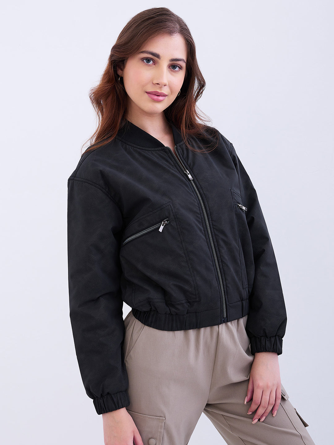 Women Jacket Black Baggy Fit
