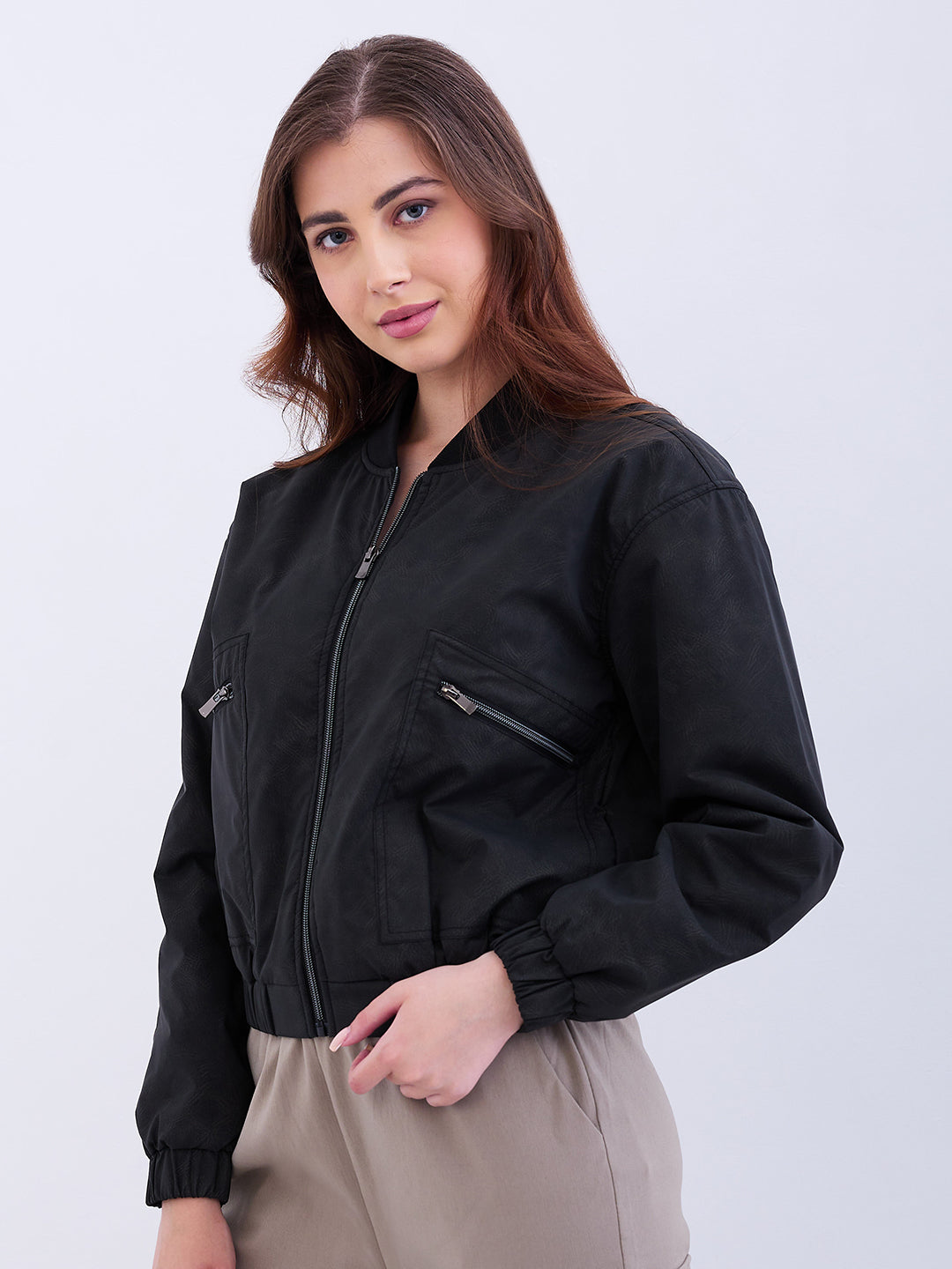 Women Jacket Black Baggy Fit